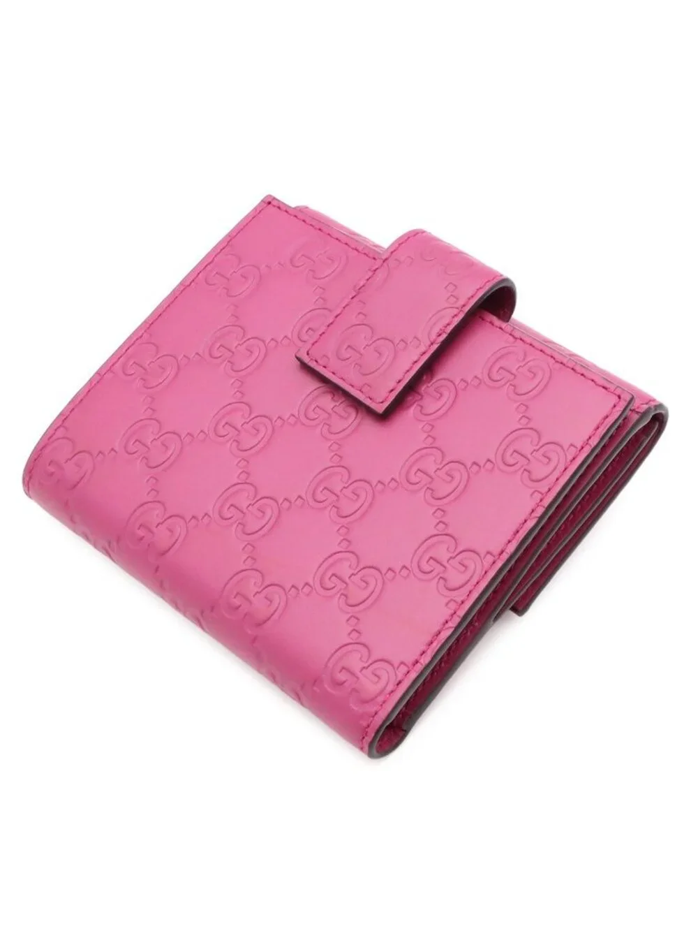 Gucci Bowy Bowie Ribbon Motif Guccissima Snap Wallet Double Leather Purple Pink